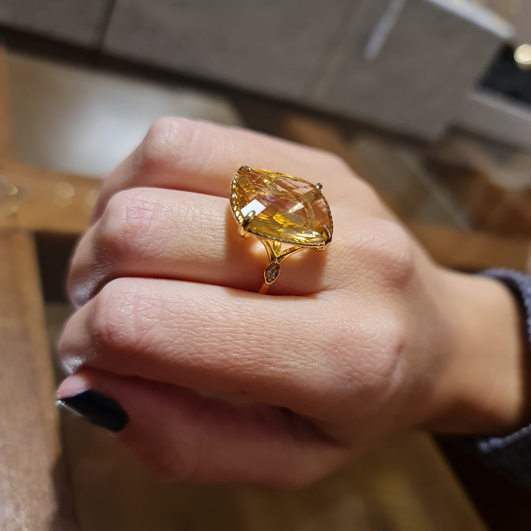 Anillo Magdalena Citrino Oro