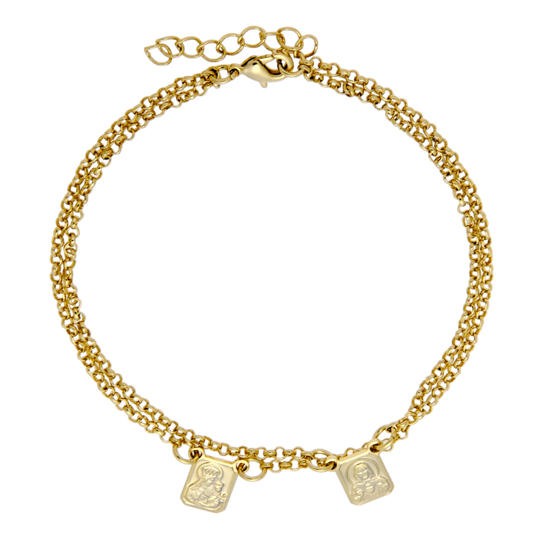 Pulsera Escapulario Doble Oro