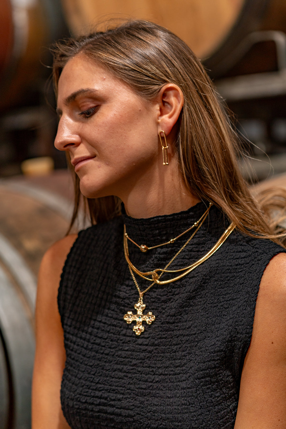 Collar Cinta Nudo Doble Oro