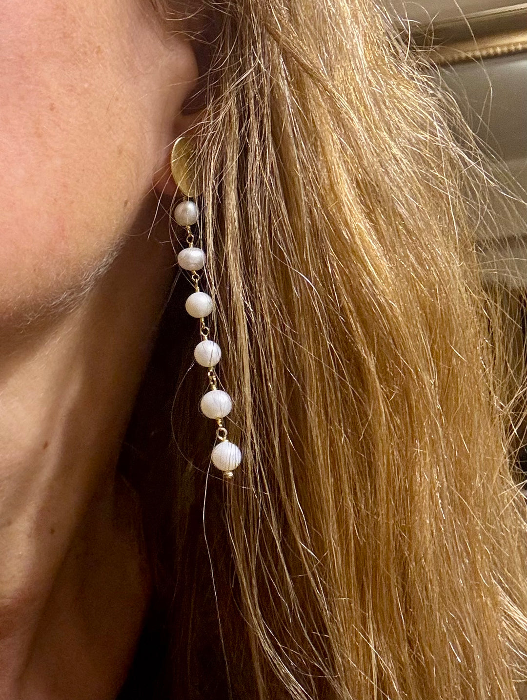 Aros Novia Colomba Perlas Oro