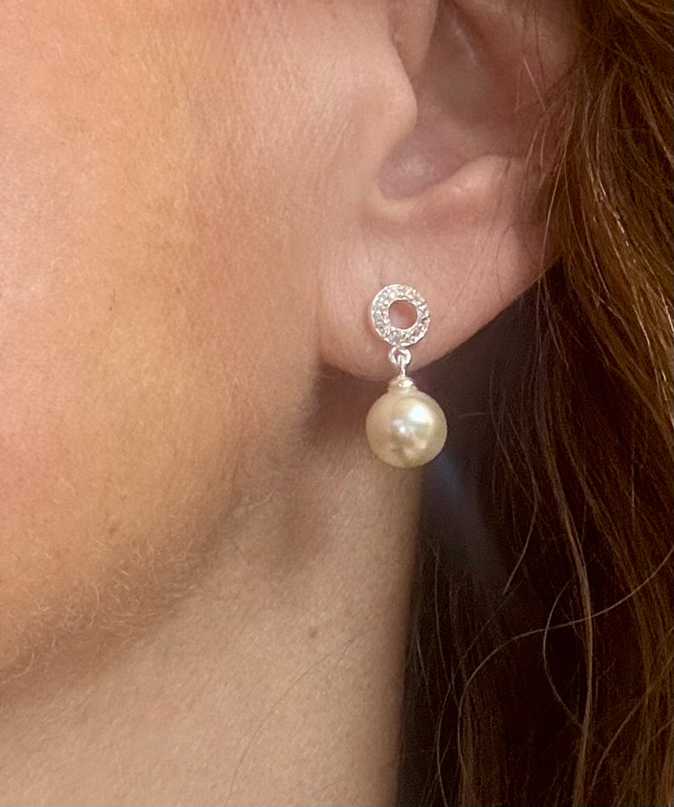 Aros Perlas Circones Plata