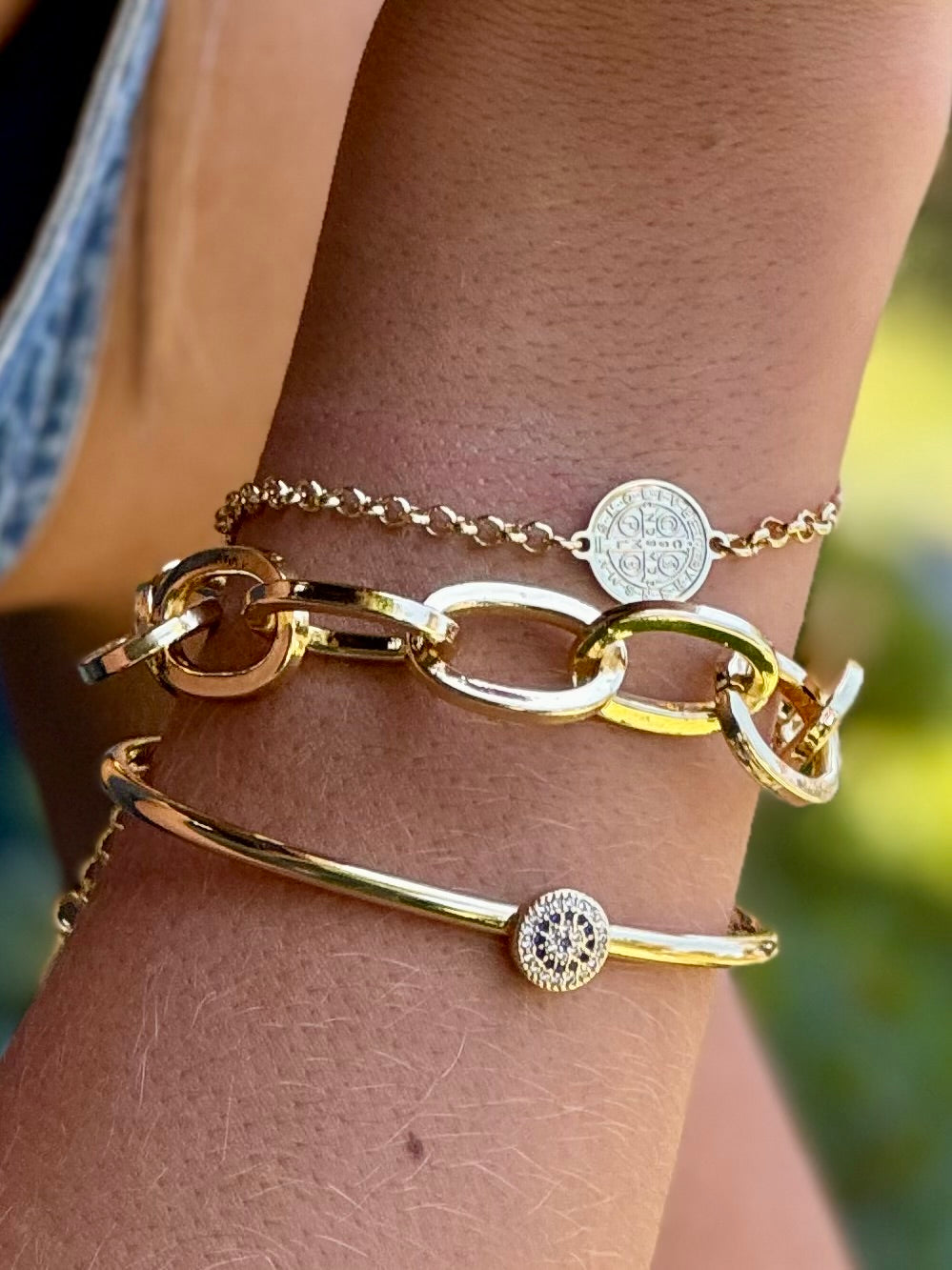 Pulsera San Benito Cadena Oro
