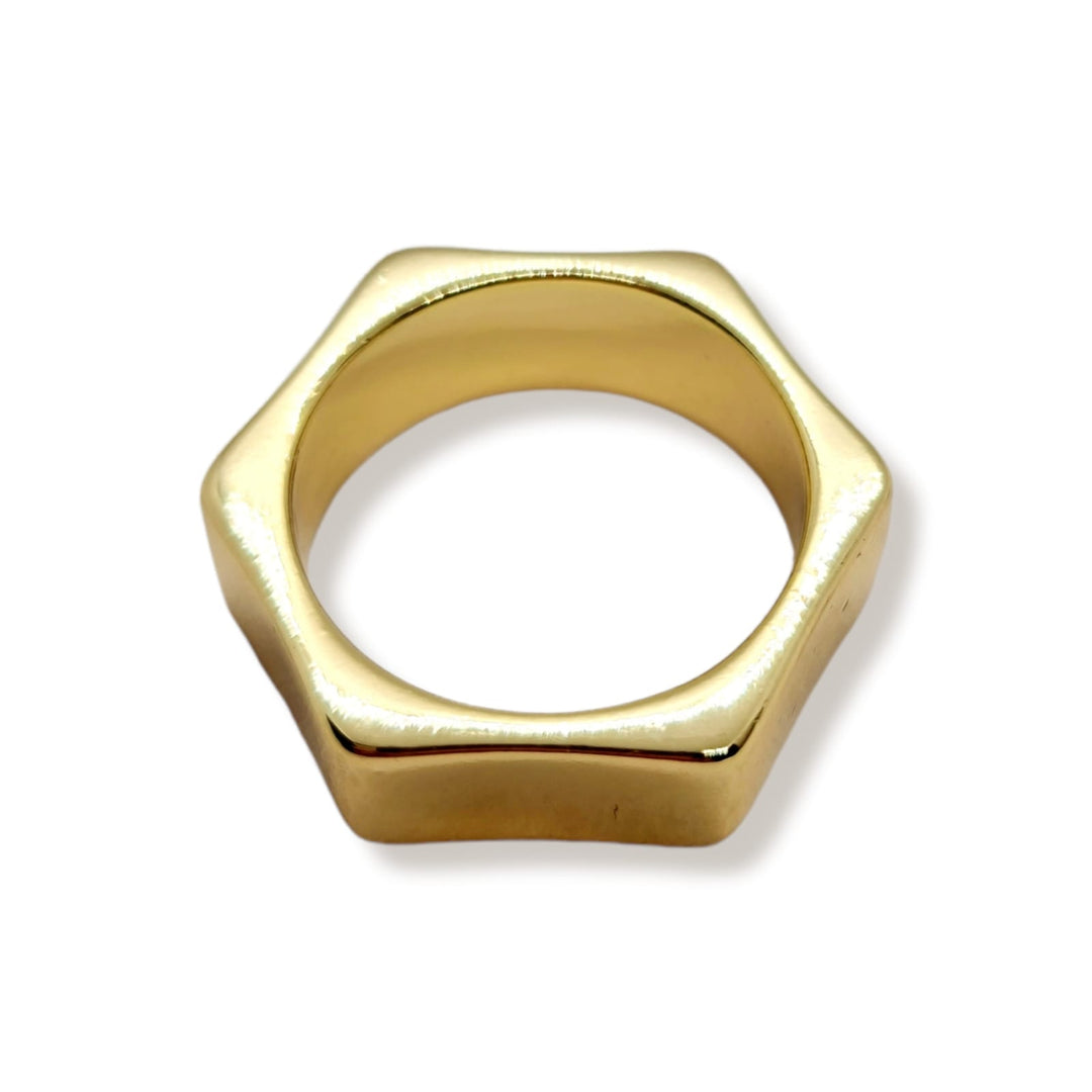 Anillo Hexágono Oro