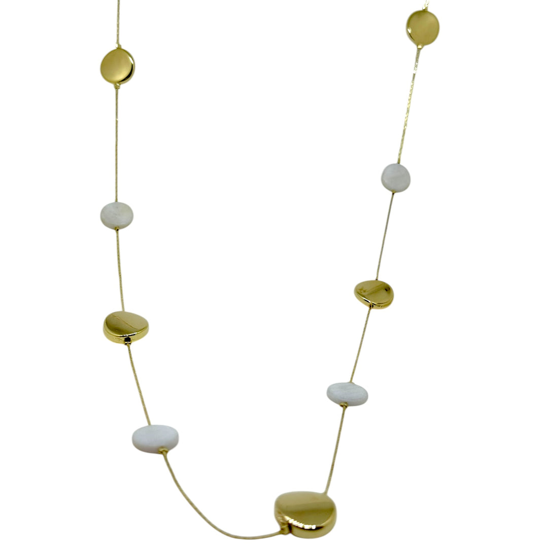 Collar Largo Laura oro 18k - collar largo 80cm con piedra luna