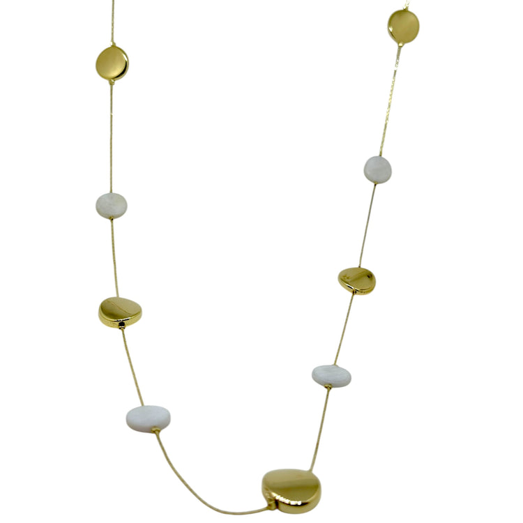 Collar Largo Laura oro 18k - collar largo 80cm con piedra luna