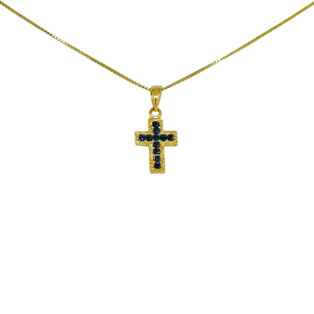 Collar Cruz Záfiro Oro