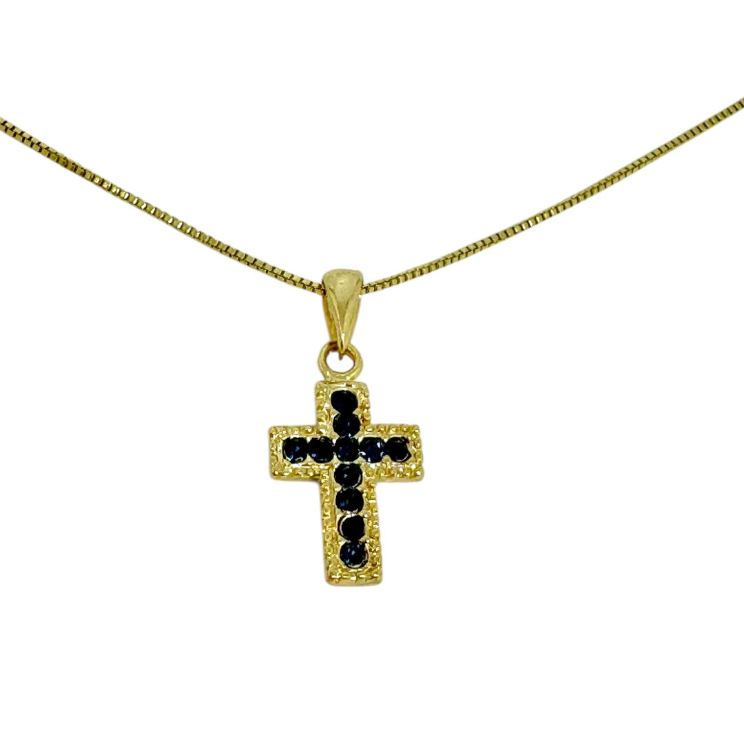 Collar Cruz Záfiro Oro