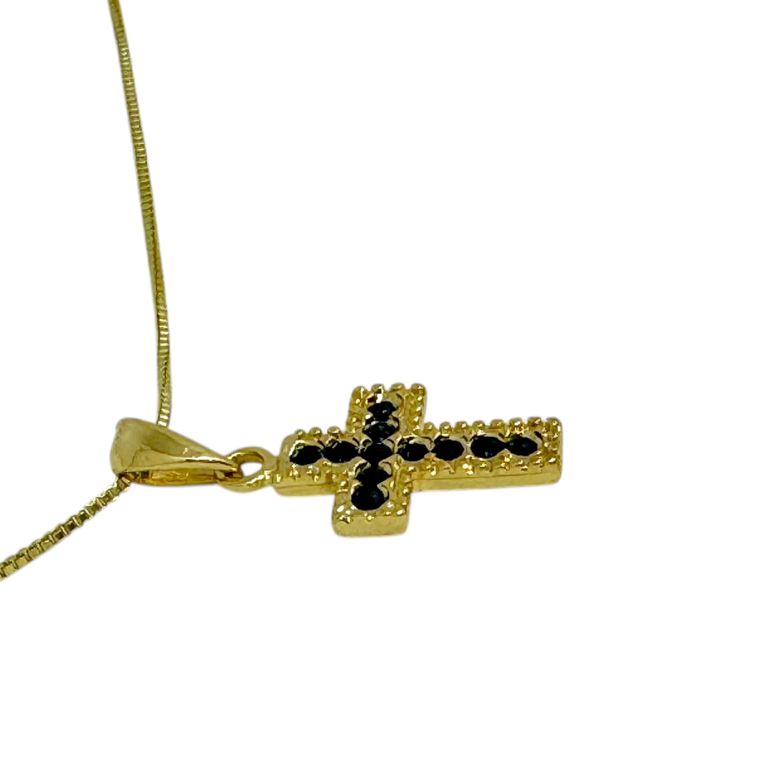 Collar Cruz Záfiro Oro