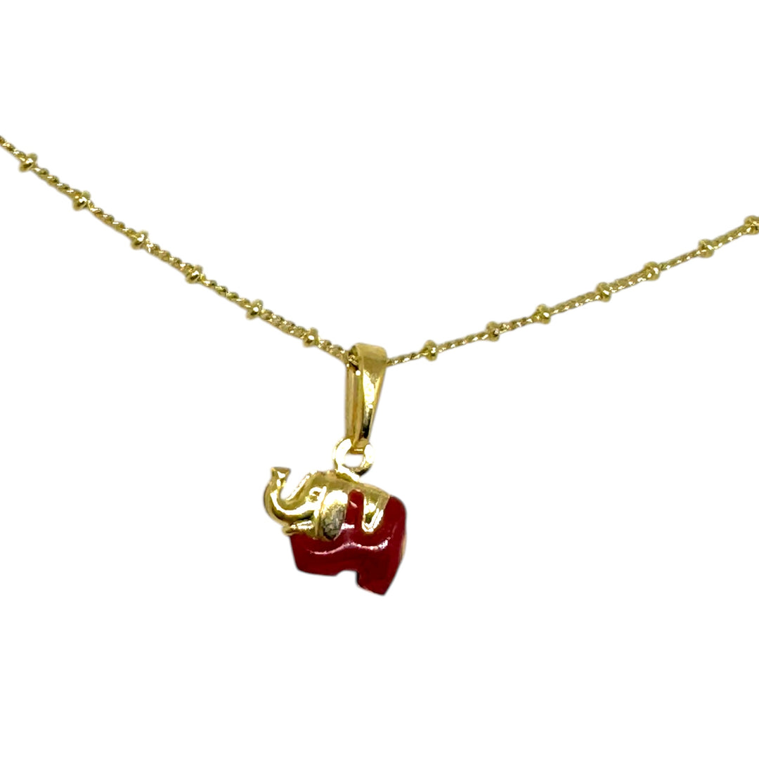 Collar Elefante Carmín Oro