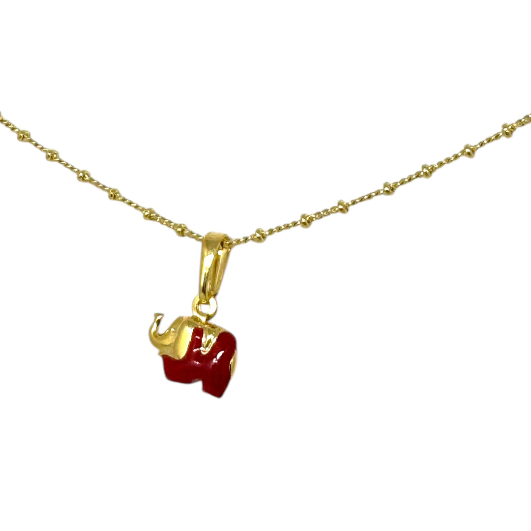 Collar Elefante Carmín Oro