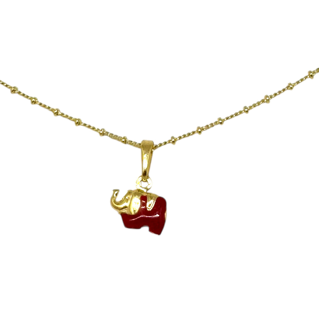 Collar Elefante Carmín Oro
