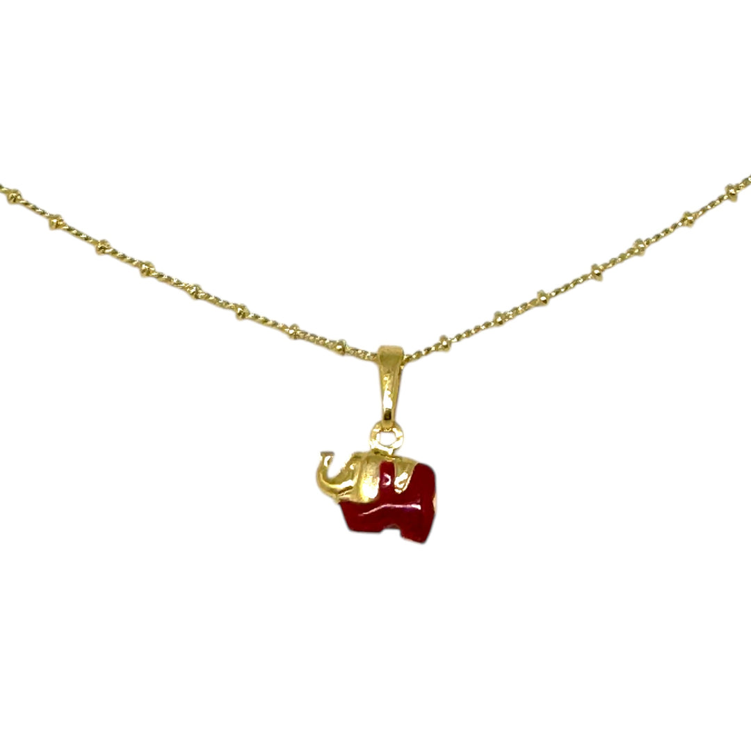 Collar Elefante Carmín Oro