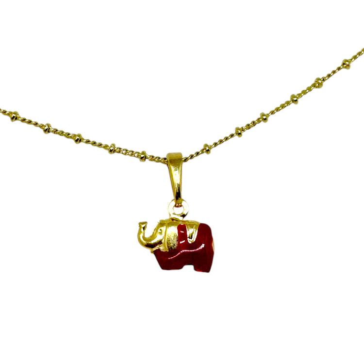 Collar Elefante Carmín oro 18k - collar dije elefante carmín