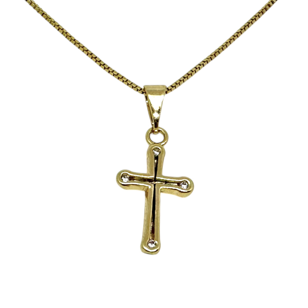 Cruz Paulina Circones oro 18k - colgante cruz con circones religioso