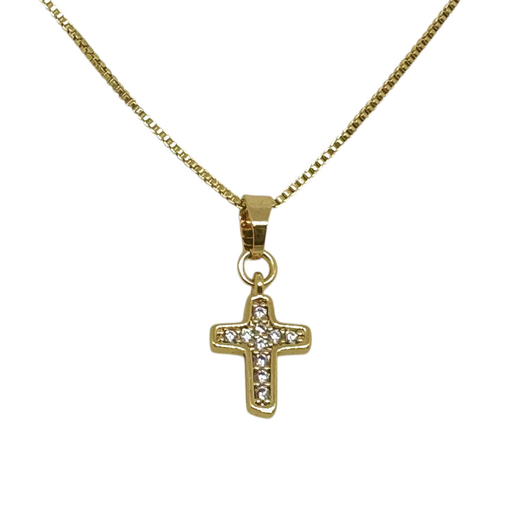 Cruz Amelia Circones oro 18k - colgante cruz con circones religioso