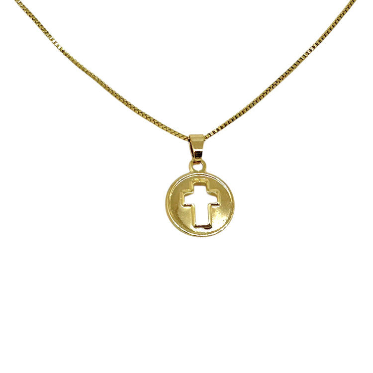 Collar Jacinta Cruz Calada oro 18k - collar cruz calada religioso