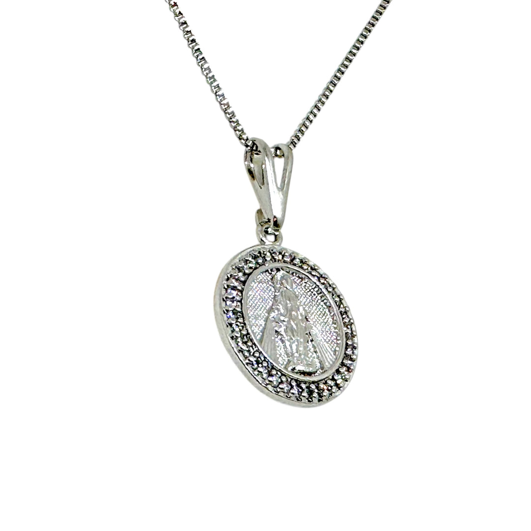 Collar Virgen de los Rayos Circones Platino