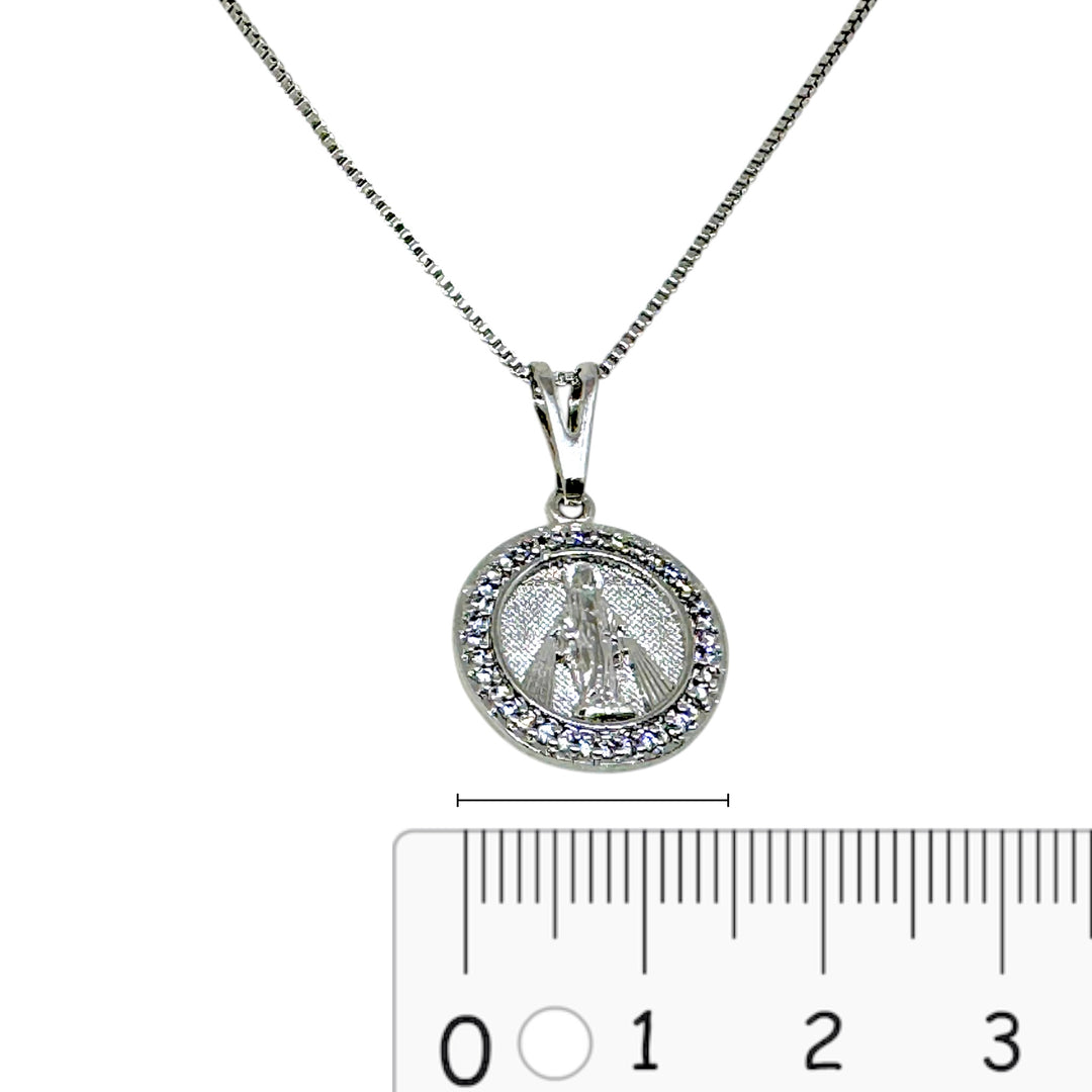 Collar Virgen de los Rayos Circones Platino