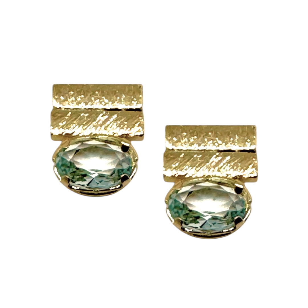 Aros Valentina Aguamarina oro 18k - aros con circón azul elegantes