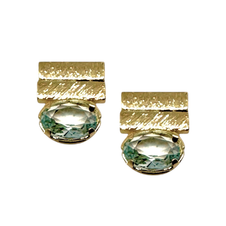 Aros Valentina Aguamarina oro 18k - aros con circón azul elegantes