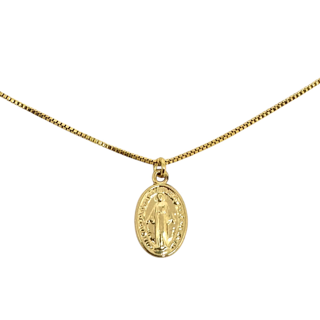 Collar Virgen de los Rayos 1.5cm oro 18k - collar religioso medalla