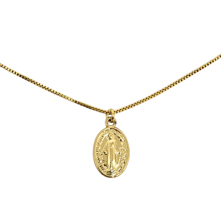 Collar Virgen de los Rayos 1.5cm oro 18k - collar religioso medalla
