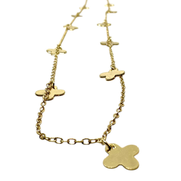 Collar Largo Tréboles oro 18k - collar largo diseño tréboles suerte