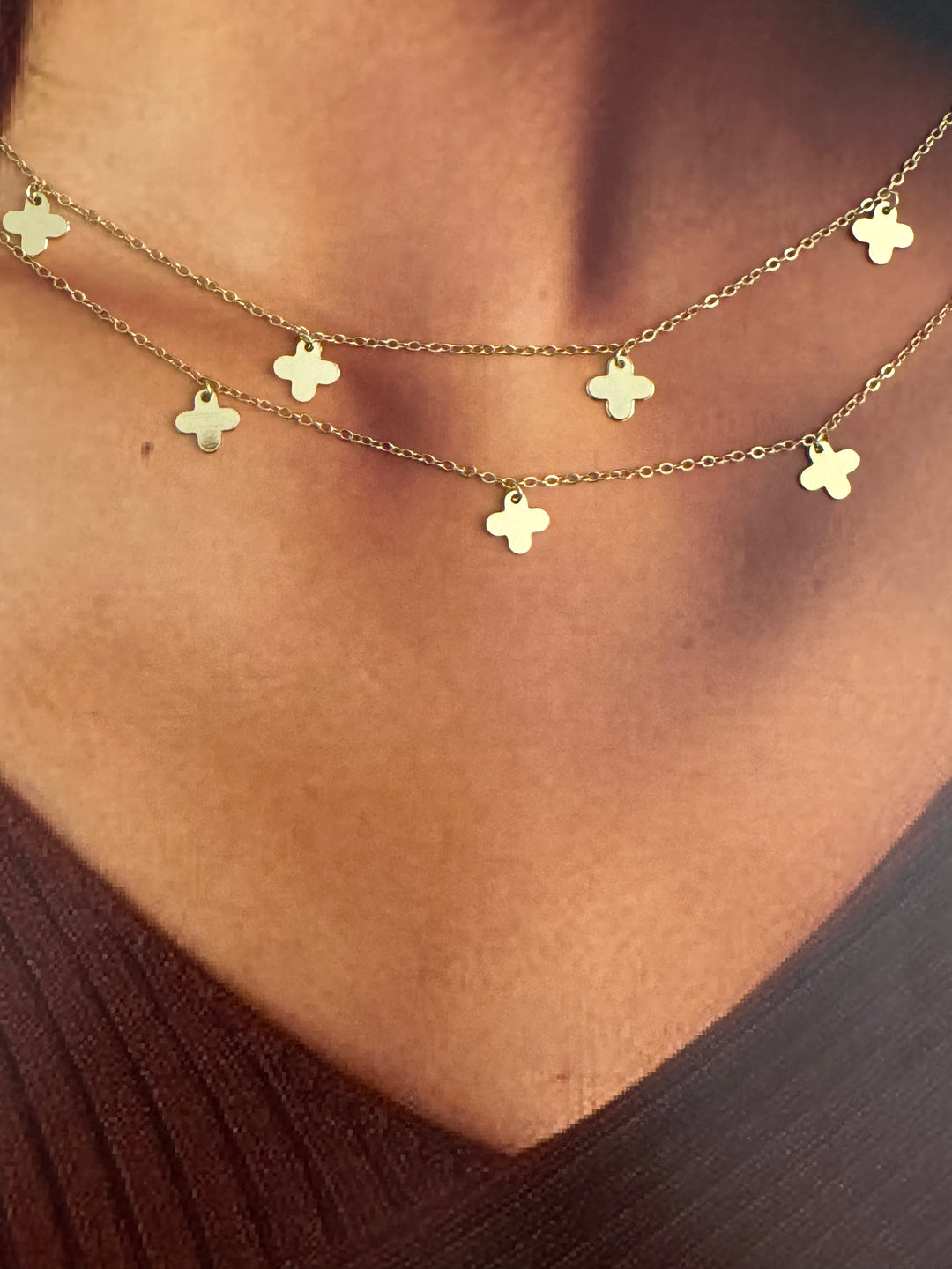 Collar Largo Tréboles Oro