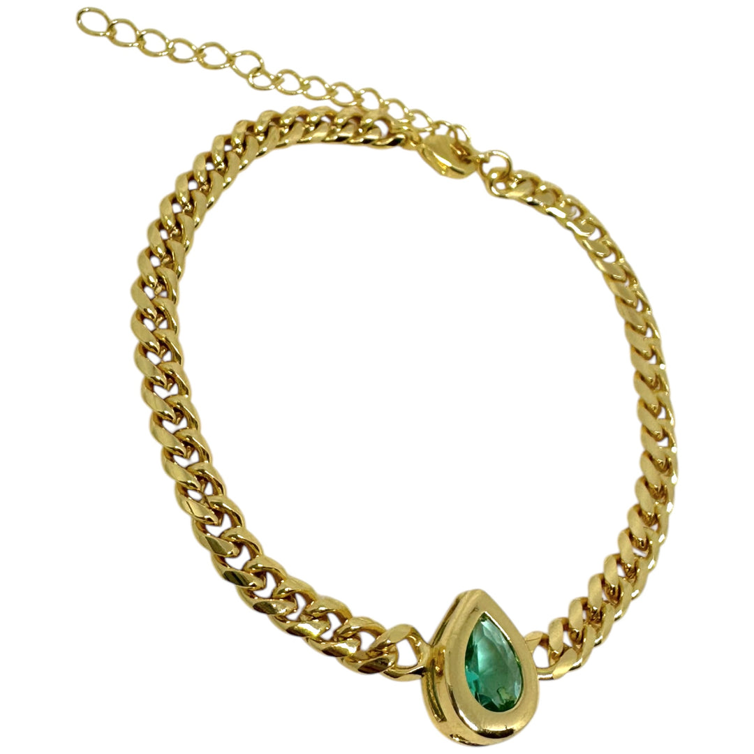 Pulsera Luz Esmeralda oro 18k - pulsera con circón verde esmeralda