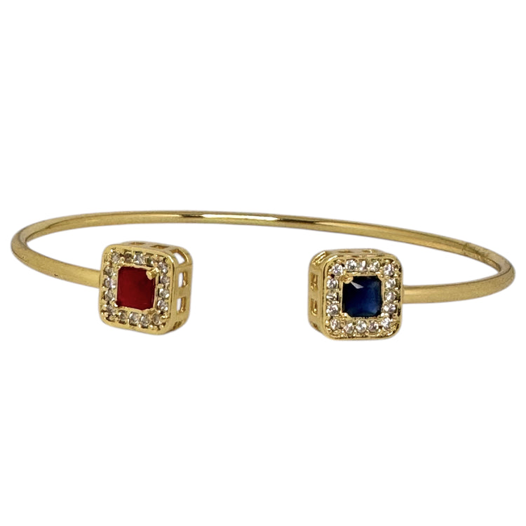 Esclava Julia Rubí y Záfiro oro 18k - esclava bicolor con circones