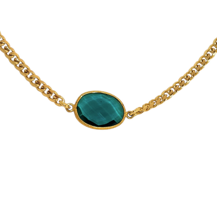 Collar Claudia Blue oro 18k - collar con circones azules elegante