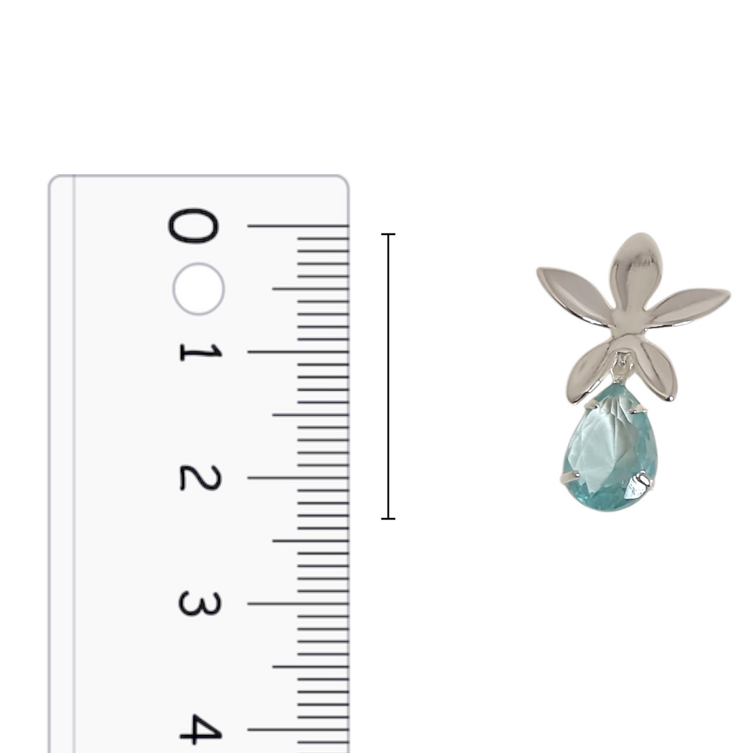 Aros Flor Aguamarina Plata