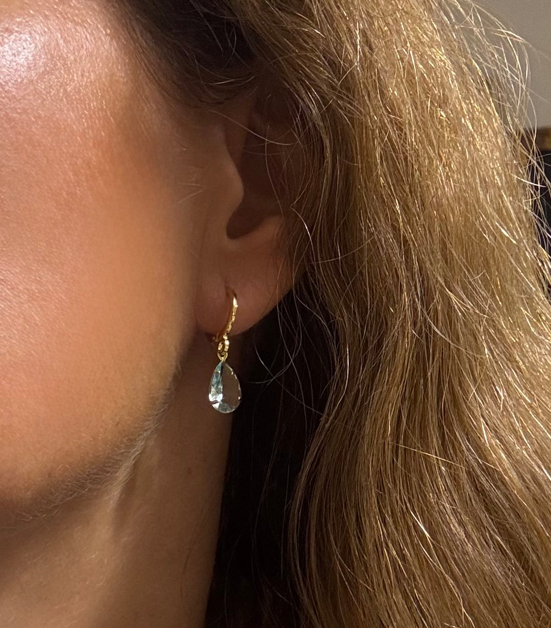 Aros Cecilia Aguamarina Oro