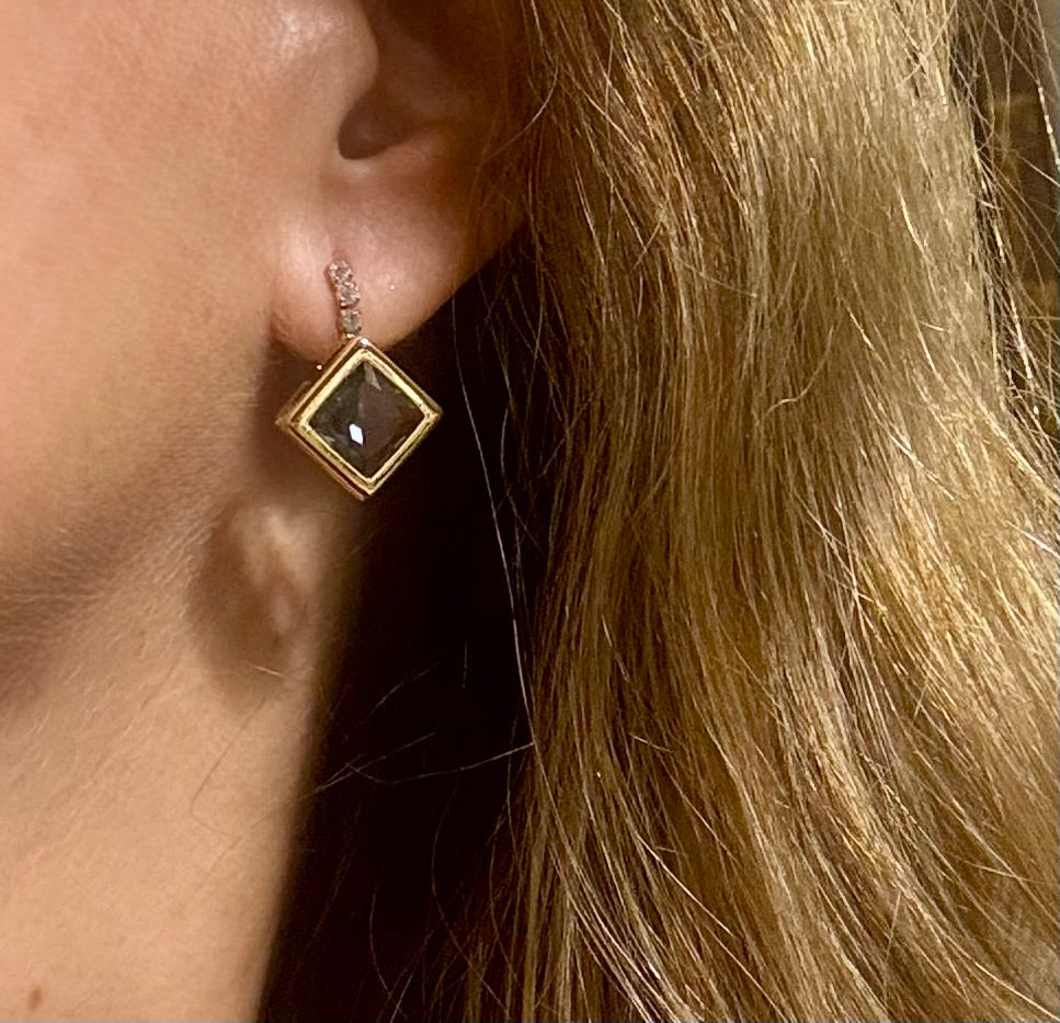 Aros Margarita Aguamarina Oro