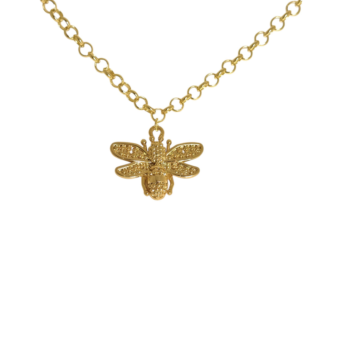 Collar Abeja Madre Bañado en Oro