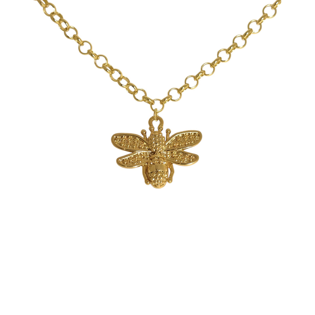 Collar Abeja Madre Bañado en Oro