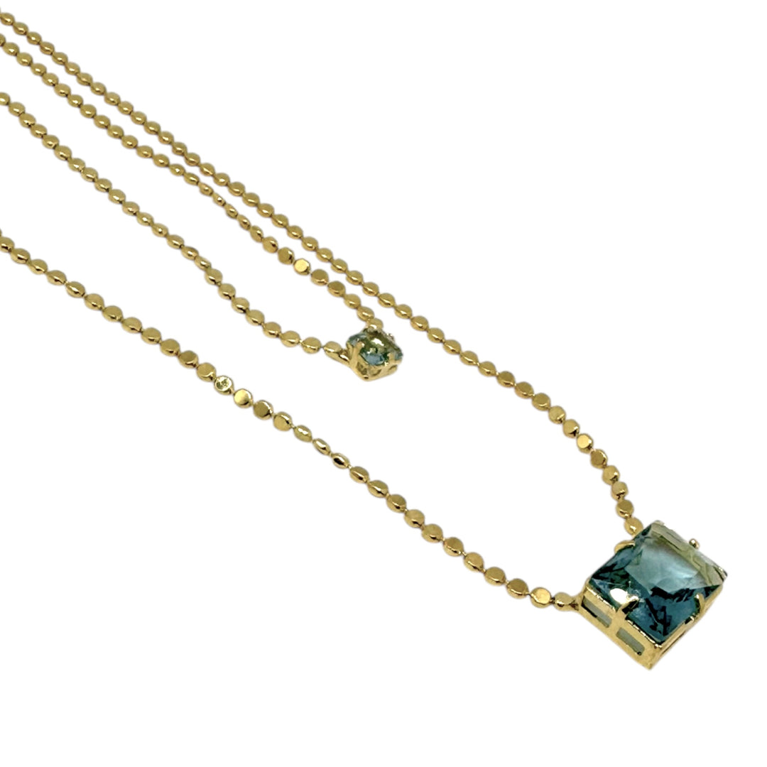 Collar Doble Magdalena Aguamarina Oro