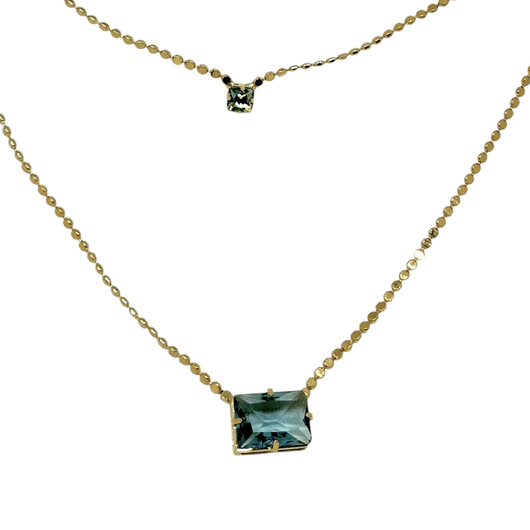 Collar Doble Magdalena Aguamarina Oro