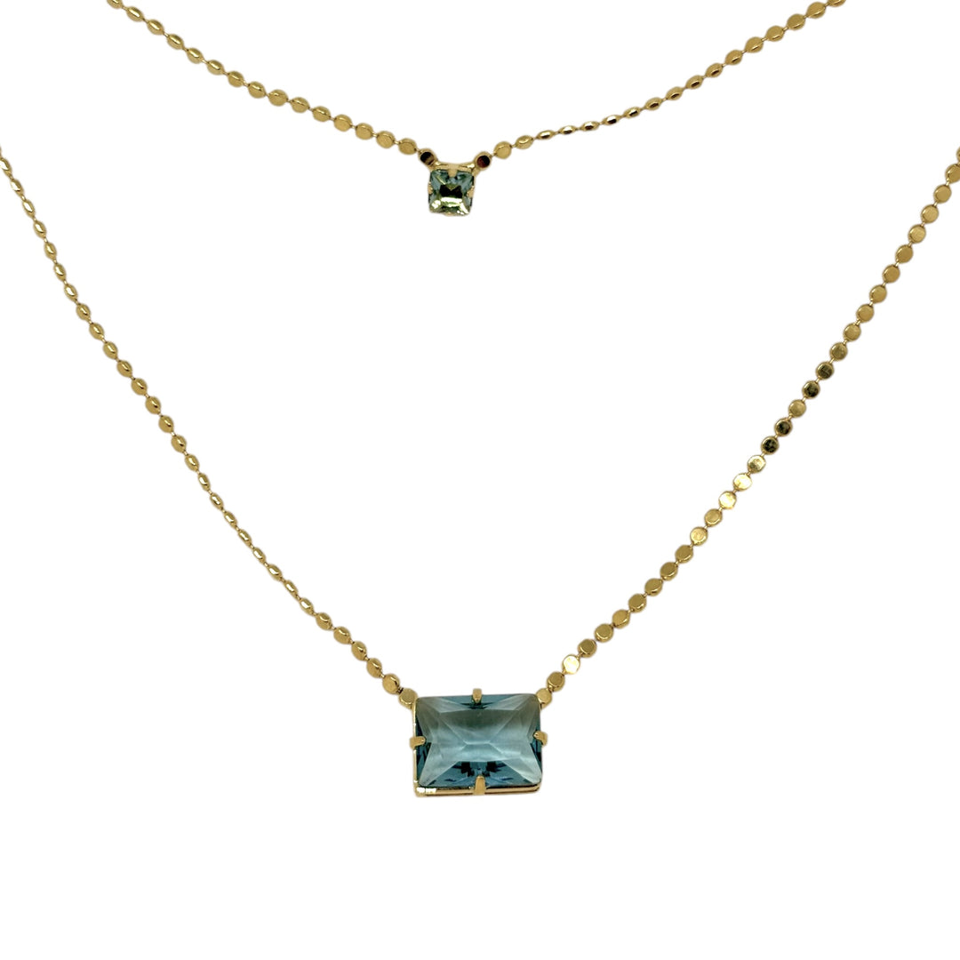 Collar Doble Magdalena Aguamarina Oro