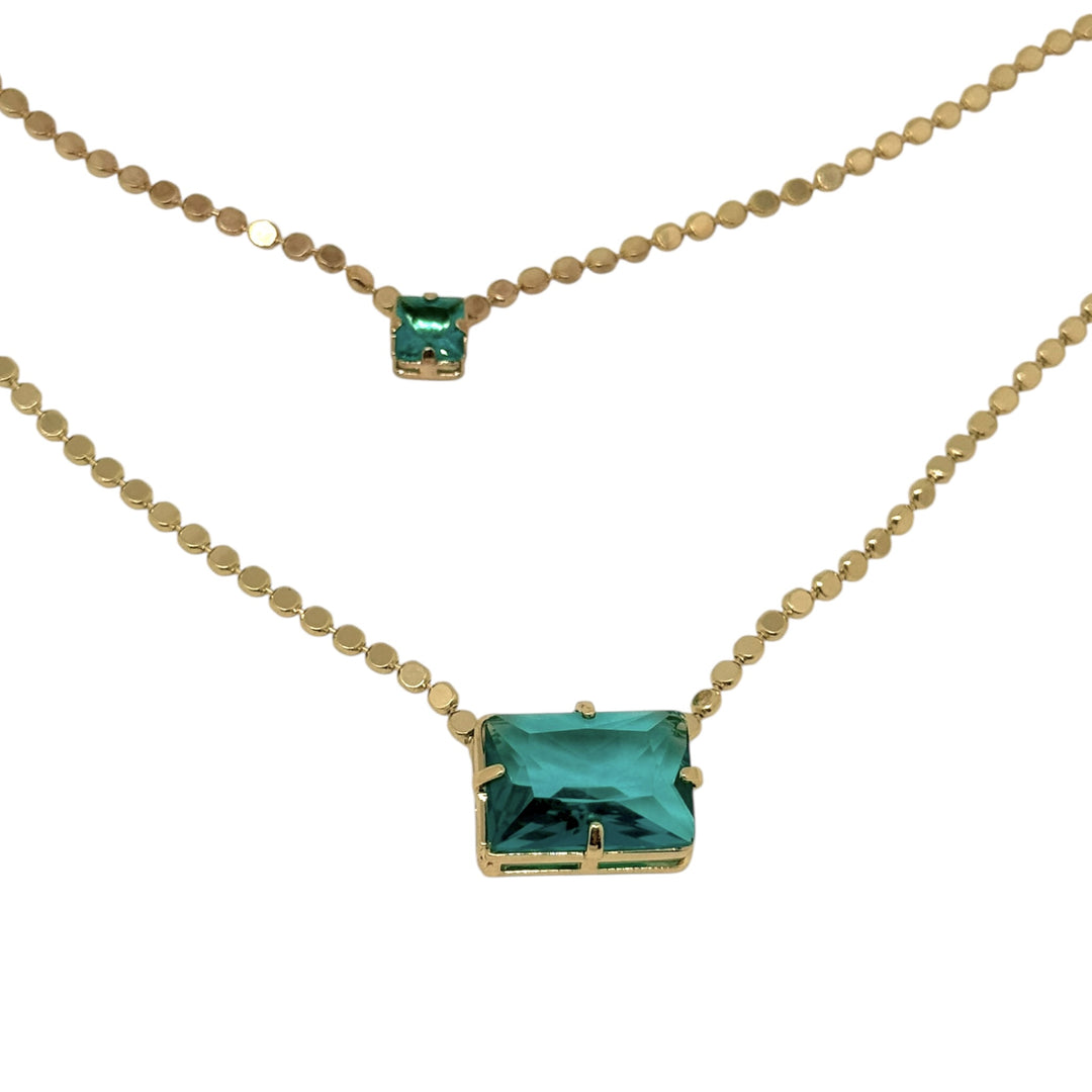 Collar Doble Magdalena Esmeralda Oro