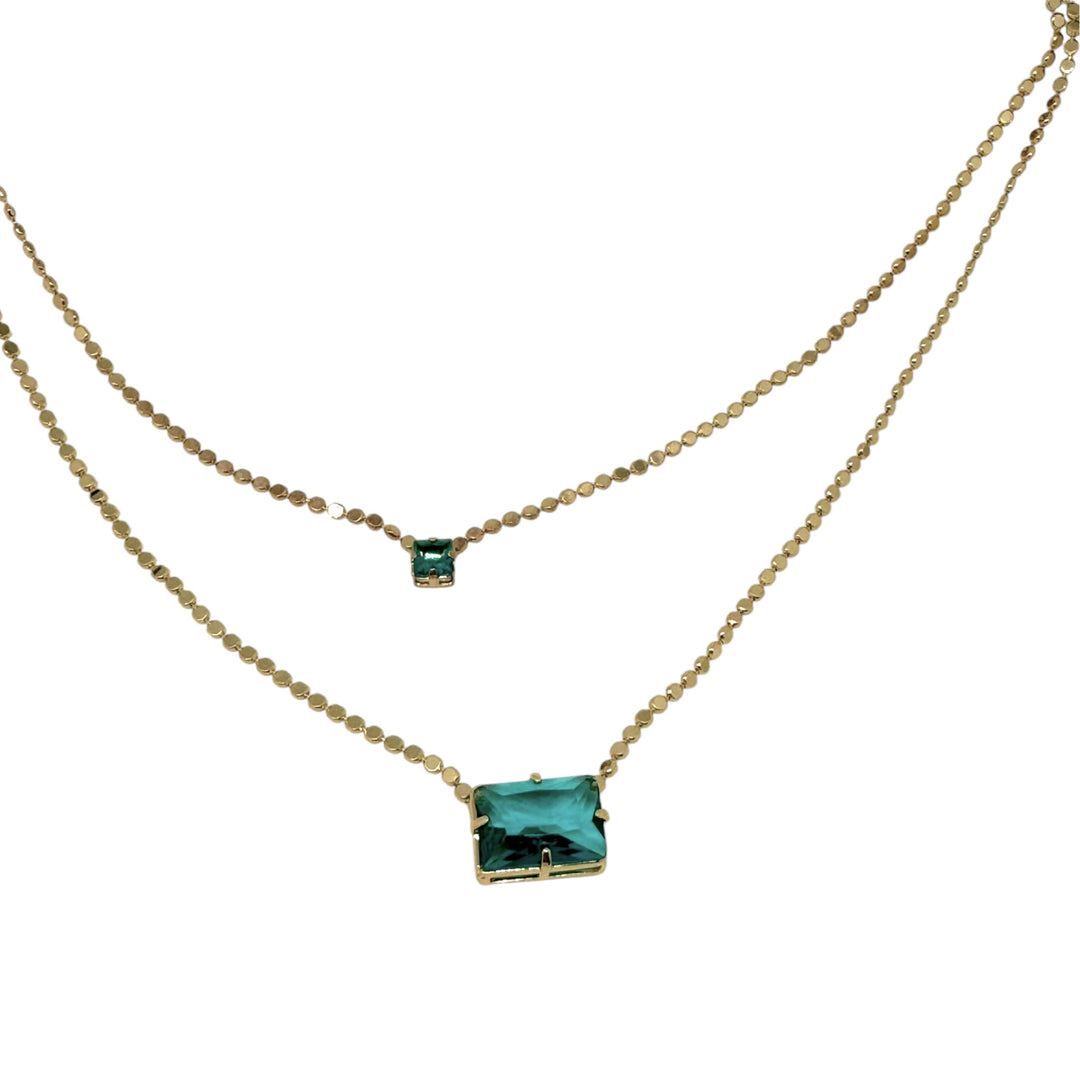 Collar Doble Magdalena Esmeralda Oro