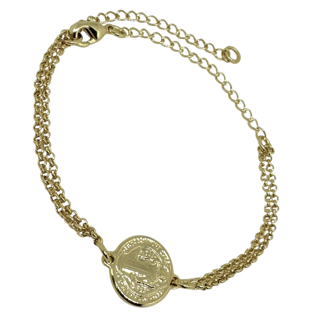 Pulsera Doble San Benito Oro