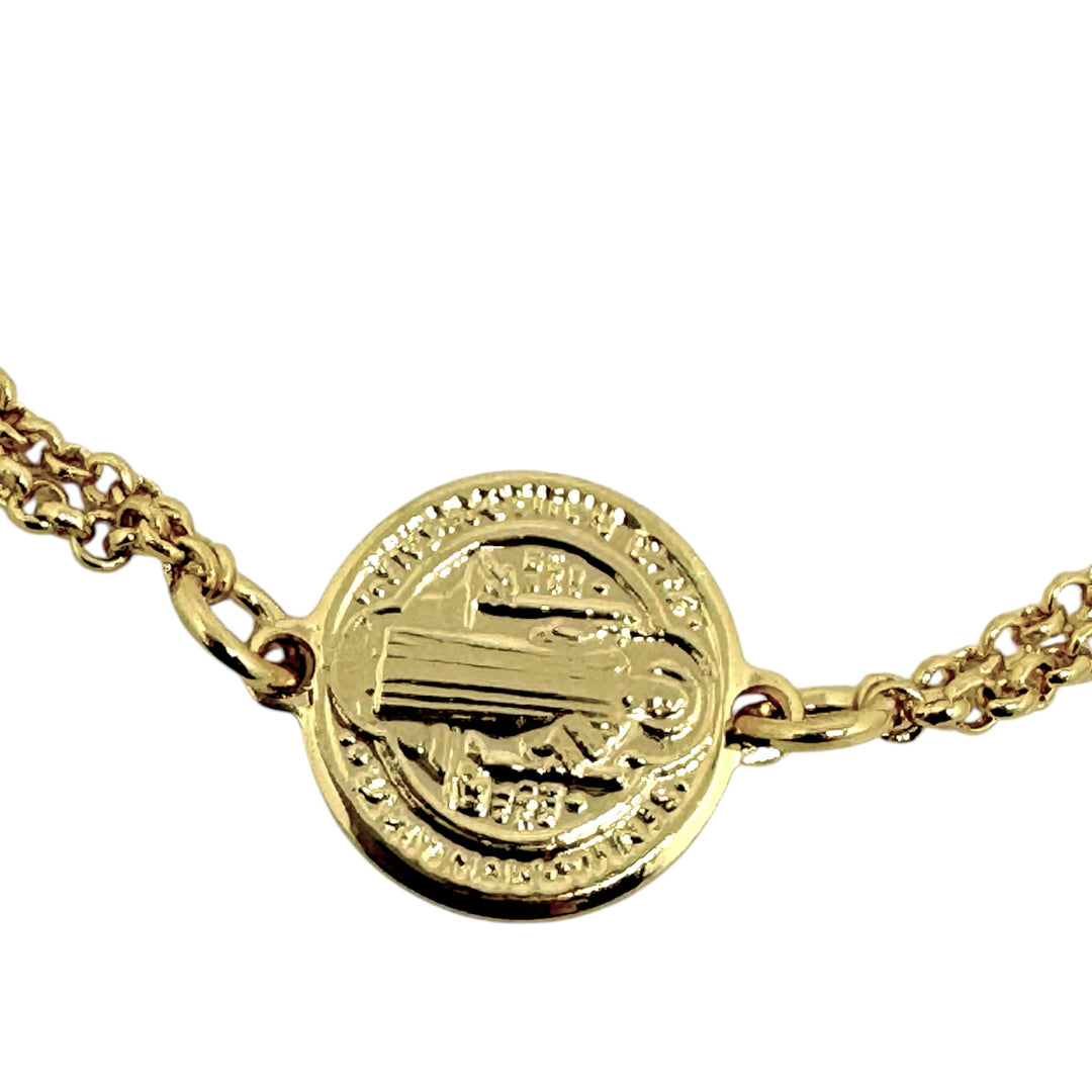 Pulsera Doble San Benito Oro
