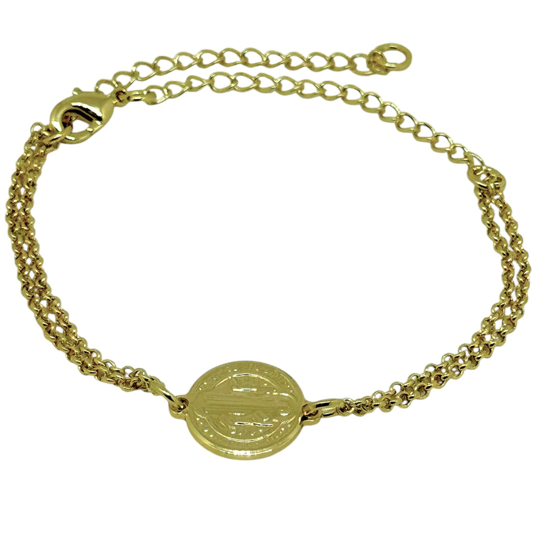 Pulsera Doble San Benito Oro