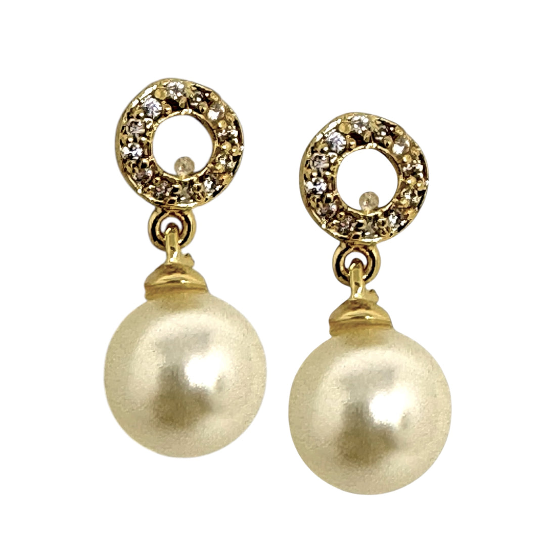Aros Perlas Circones Oro