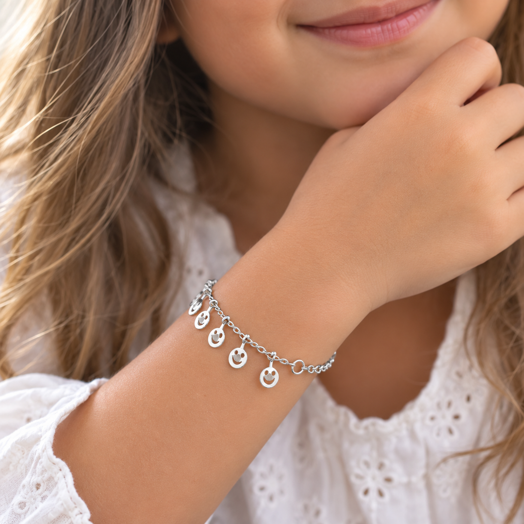 Pulsera Niña Carita Feliz Plata
