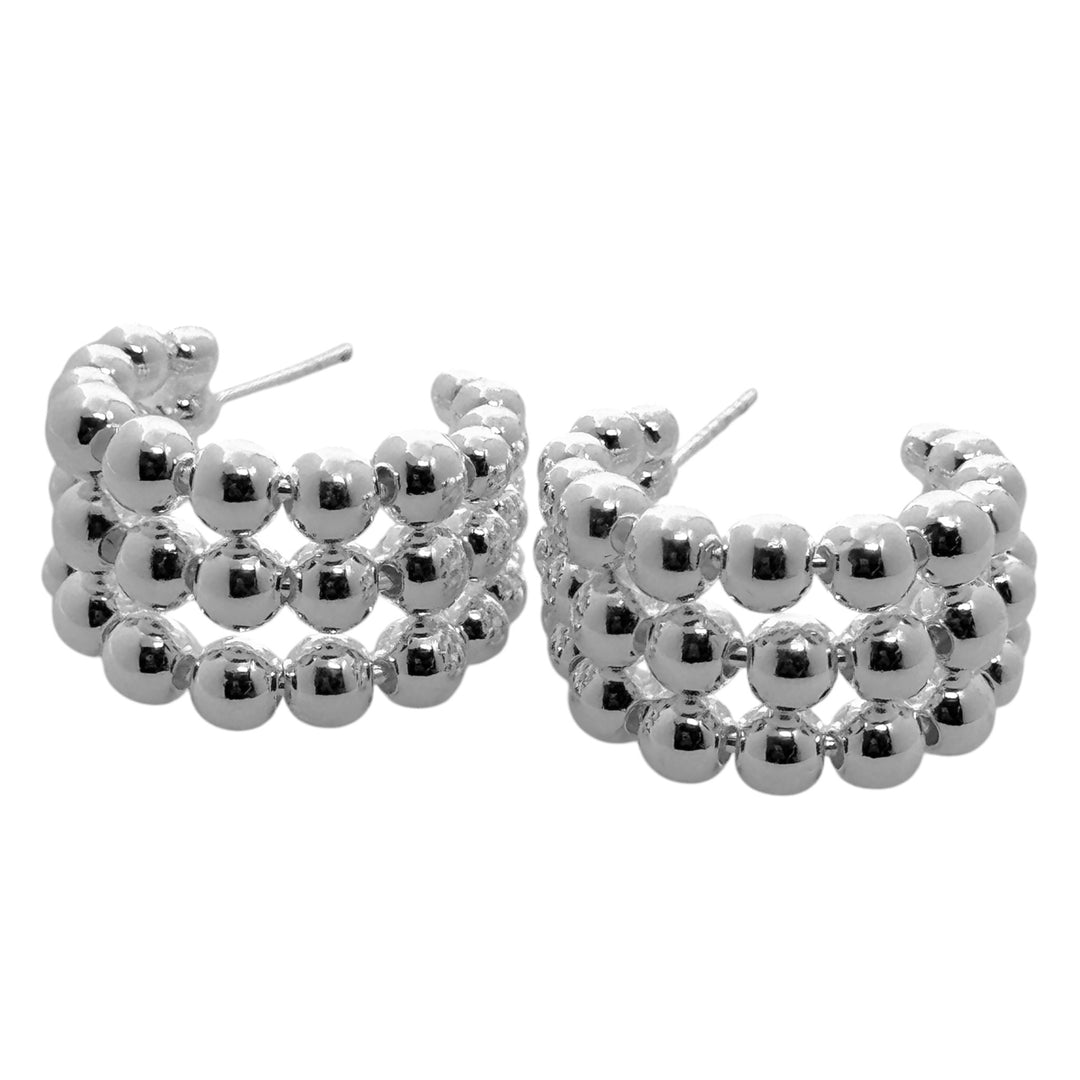 Argollas Triple Pelotitas Plata