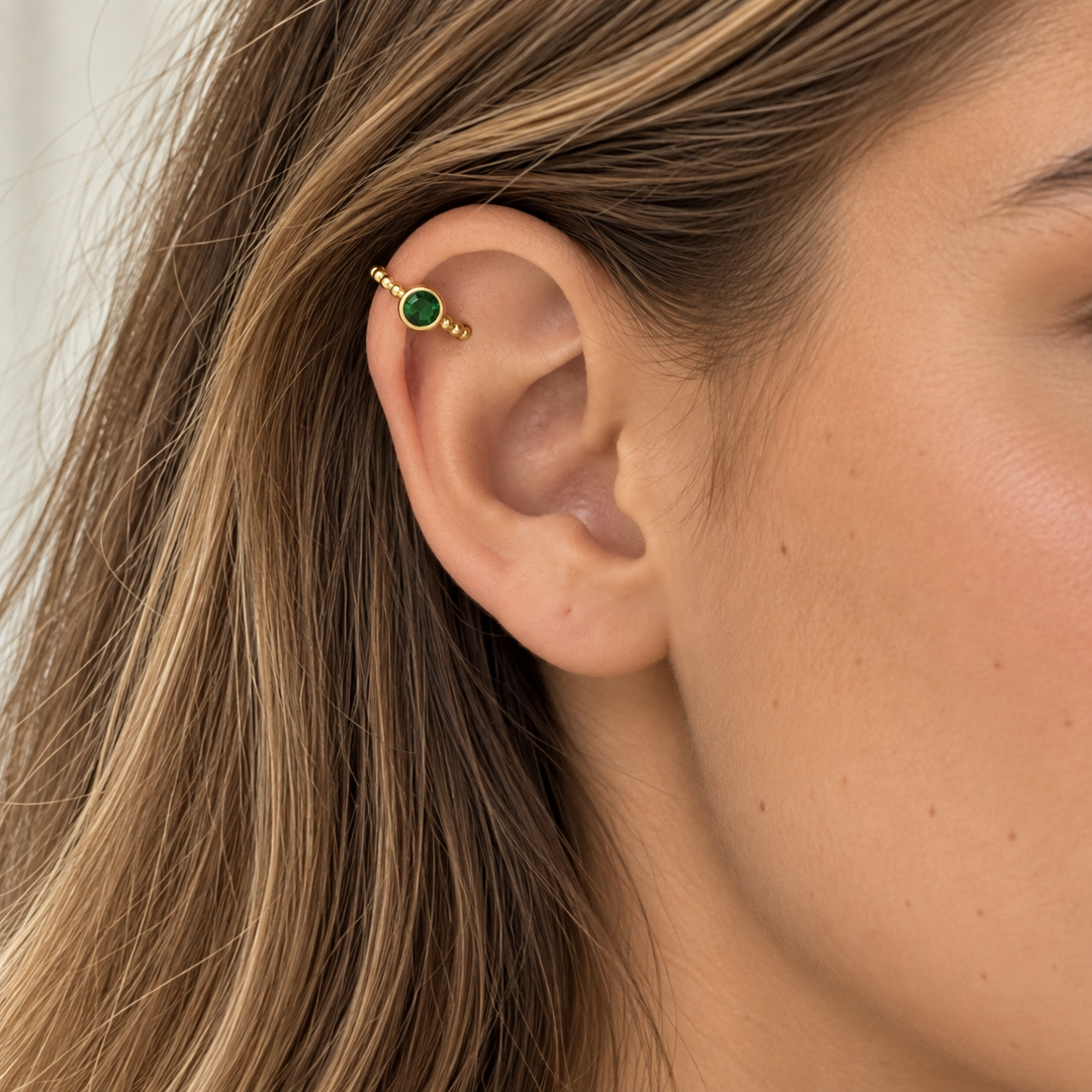 Earcuff Punto De Luz Oro