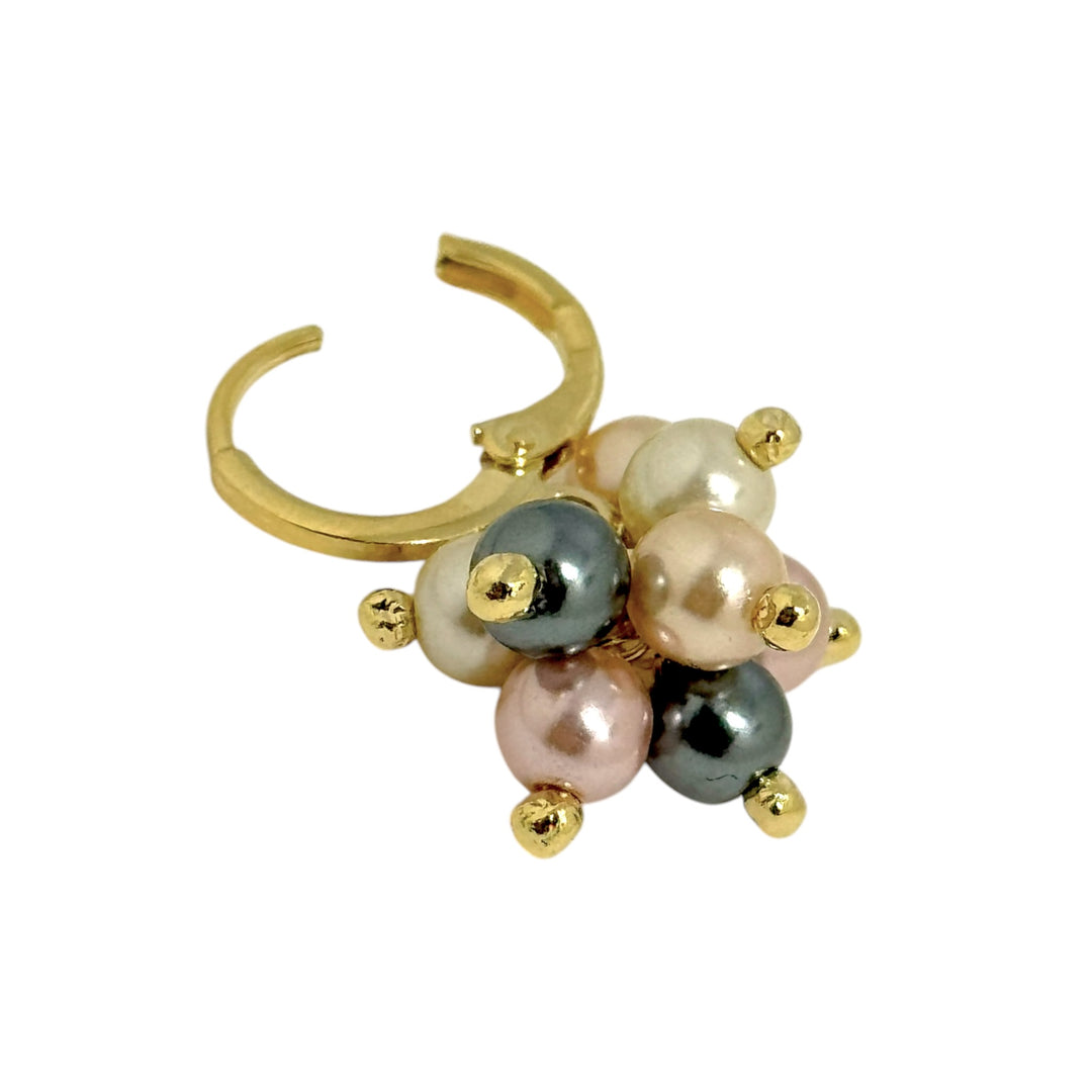Aros Perlas Racimo Oro