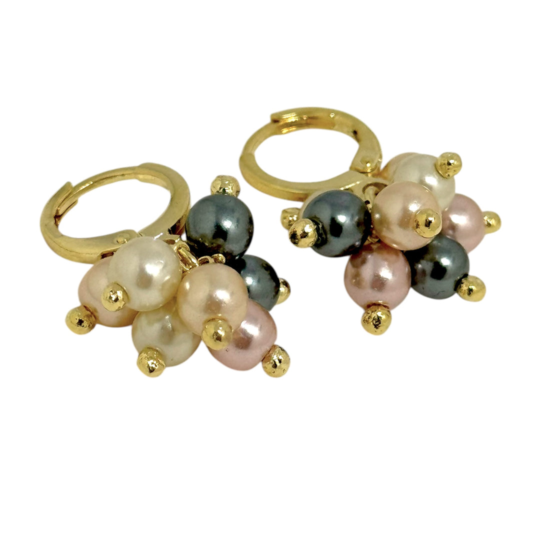 Aros Perlas Racimo Oro